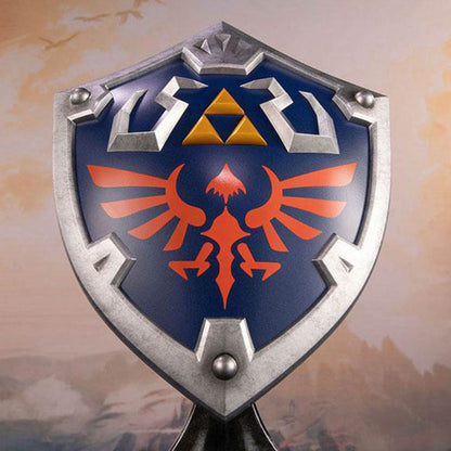 Links Hylia-Schild als Statue aus The Legend of Zelda