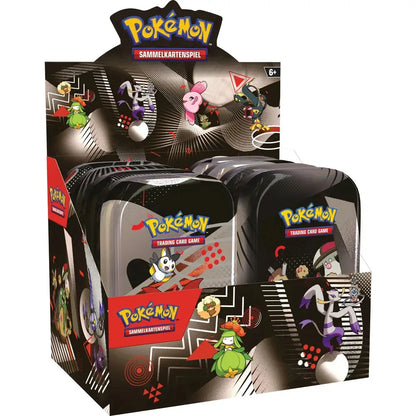 Mini-Tin Pokémon TCG Karmesin & Purpur – Weiße Flamme & Schwarze Blitze (Deutsch)