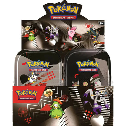 Mini-Tin Pokémon TCG Karmesin & Purpur – Weiße Flamme & Schwarze Blitze (Deutsch)