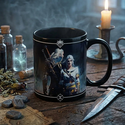 Magische Witcher-Thermotasse Geralt & Ciri mit Wärme-Effekt