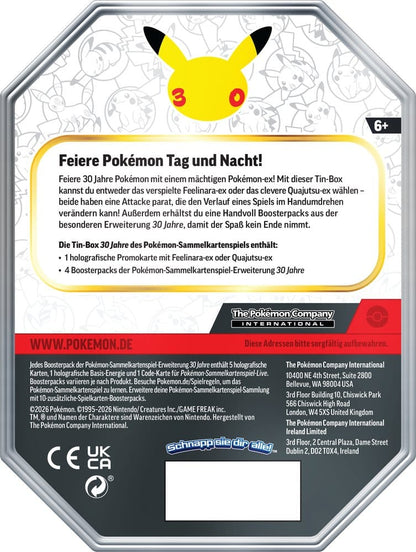Puszka kolekcjonerska Pokémon TCG 30 lat – Puszka Jubileuszowa Quajutsu-ex (niemiecka)