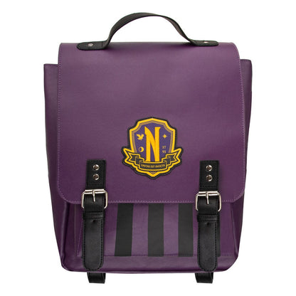 Mysterious Nevermore backpack in purple for Wednesday fans