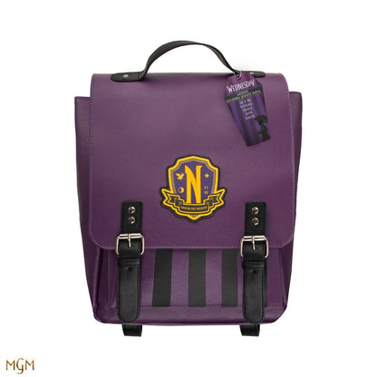Mysterious Nevermore backpack in purple for Wednesday fans