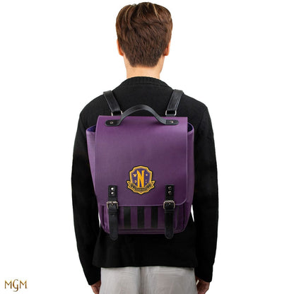 Mysterious Nevermore backpack in purple for Wednesday fans