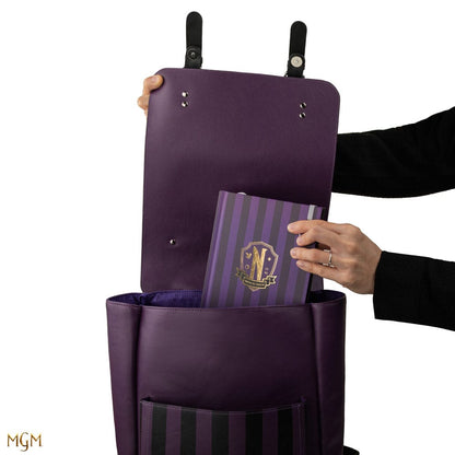 Mysterious Nevermore backpack in purple for Wednesday fans