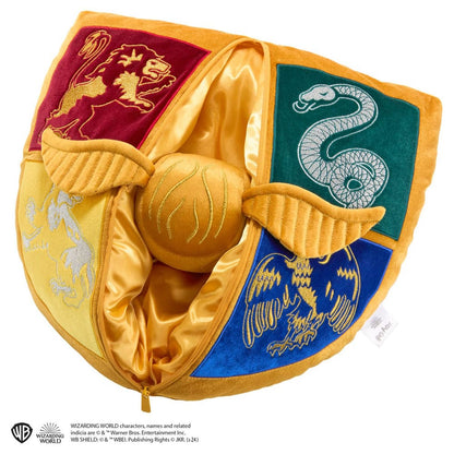 Verzaubertes Harry Potter Kissen mit Plüsch-Schnatz & Wappen